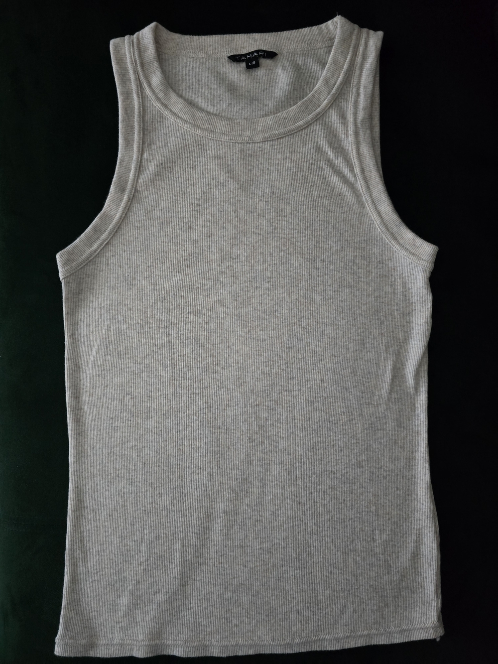 Tahari Cream Ribbed Tank Soft Cotton Size L